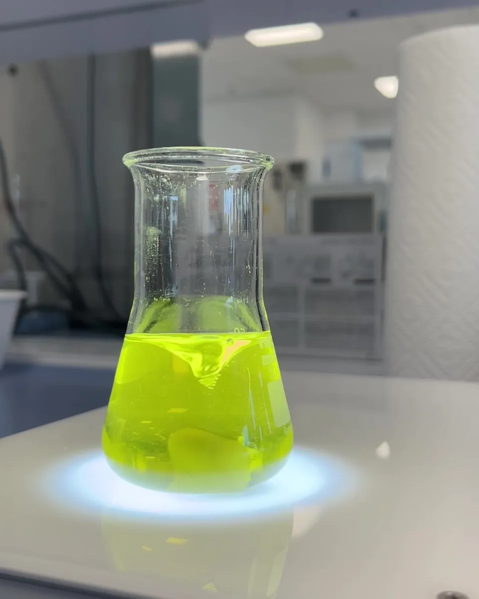 Gelbgrüne Lösung im Becherglas